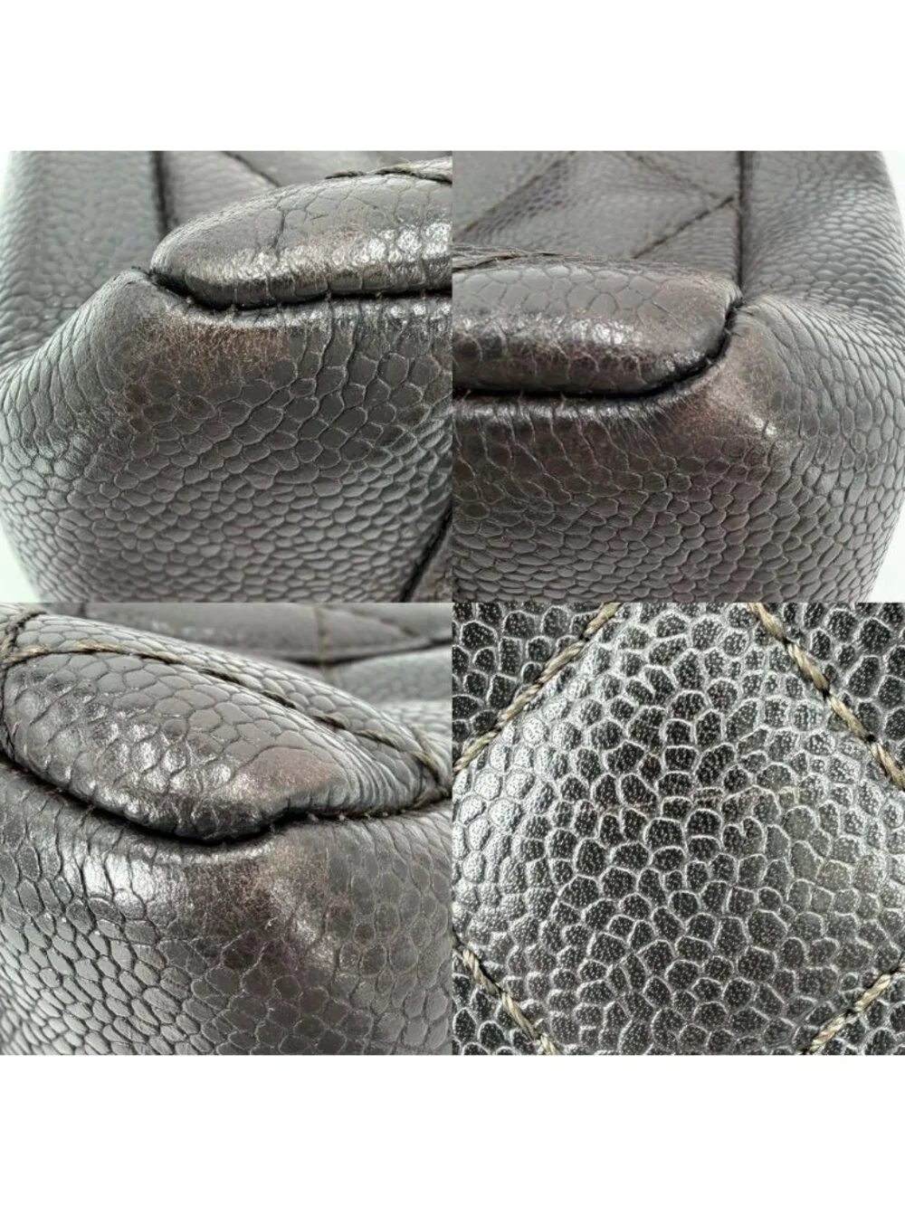 Chanel Handbag Grand Shopping Tote GST Quilted Chain CC Logo Shoulder Caviar